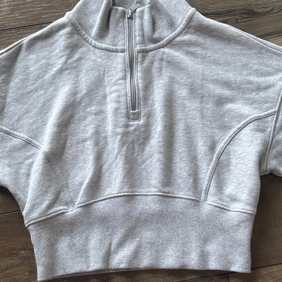 Gray Half-Zip Women's Sweatshirt - Picture 3 of 4